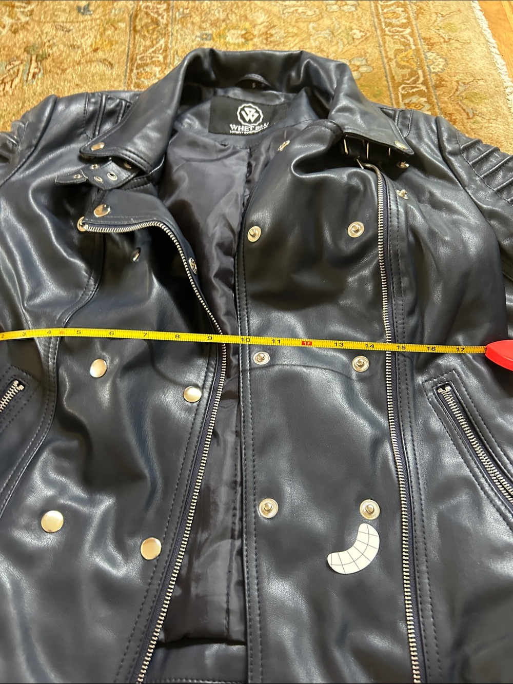 Women’s blue  Quilted Sleeve Biker Jacket